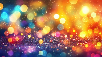 Poster - Colorful bokeh background with shimmering lights and soft focus, perfect for festive and celebratory themes.