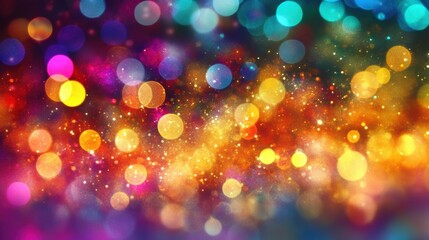 Poster - Colorful bokeh background with vibrant lights creates a festive and joyful atmosphere, perfect for celebrations.