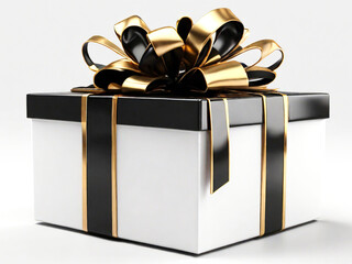 black gift box with golden ribbon