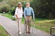 © New Africa - Senior couple with walking frame and cane in park