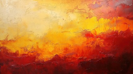 Poster - abstract art depicting warm tones of yellow, orange, and fiery red evoking a sense of vibrancy and e