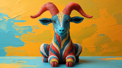 Poster - Adorable 3D goat design representing Capricorn zodiac with vibrant colors and intricate details, perfect for astrology enthusiasts and decorative art lovers