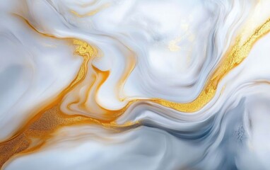 Poster - Elegant abstract art featuring soft curves and golden accents against a subtle blue backdrop, perfect for modern decor.