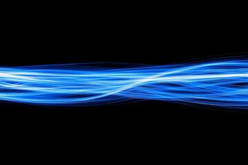 Poster - Abstract background with blue gradient light streaks on black.