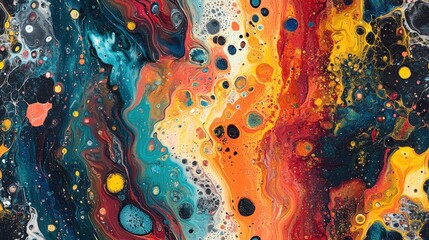 Poster - abstract modernist painting with vibrant colors and fluid shapes, emphasizing dynamic movement and a