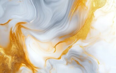 Poster - Elegant abstract swirl of gray, white, and gold colors, perfect for backgrounds and artistic design projects.
