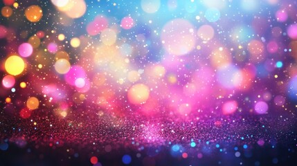 Poster - Vibrant bokeh lights create a magical, colorful background perfect for celebrations, events, and artistic designs.