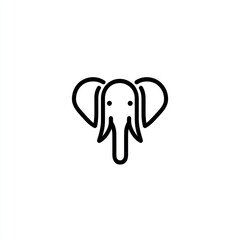 Canvas Print - Elephant head line art, simple design, white background, logo design