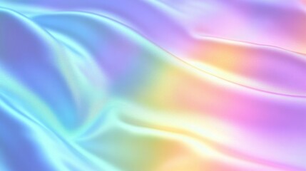 Poster - A soft, flowing silk fabric with iridescent colors blending from blue to soft pink, perfect for artistic backgrounds.