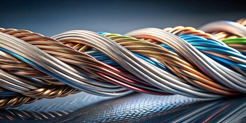 Poster - Abstract Intertwined Metallic Cables A Symphony of Wires