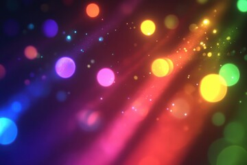 Poster - Colorful bokeh abstract background with vibrant light rays creating a magical atmosphere in deep hues.