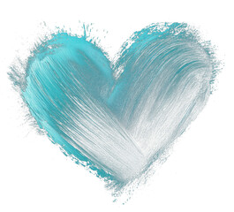 Aufkleber - dark teal heart with moody and blended brush effects creates striking visual against transparency background, evoking sense of depth and emotion