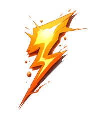 Poster - Fiery orange electric bolt with metallic texture, dynamic and energetic design