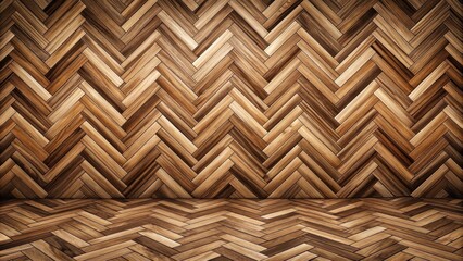 Aufkleber - Warm Brown Wood Herringbone Pattern Room Interior Design