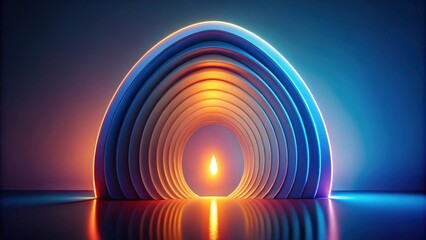 Aufkleber - Abstract Illuminated Concentric Archway with Glowing Central Flame