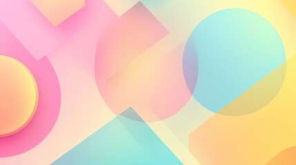Poster - A captivating abstract composition featuring soft pastel-colored shapes, including circles and squares, blending together to create a soothing visual experience
