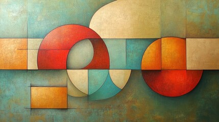 Poster - A captivating composition of soft pastel shapes, including circles and squares, layered to create a unique abstract pattern that inspires calmness