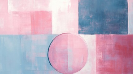 Poster - A charming abstract background of soft pastel circles and squares, artistically arranged to inspire creativity and evoke a sense of tranquility