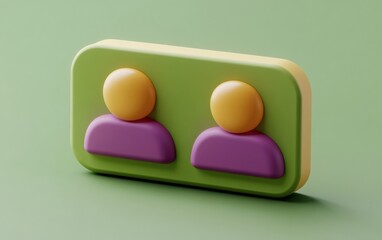 Poster - Colorful of two abstract human figures on a green background, representing community and connection.
