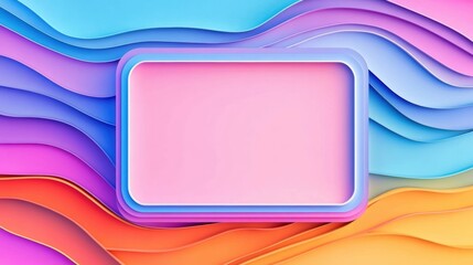 Poster - colorful layered background with soft waves and a blank frame for creativity and design projects. br