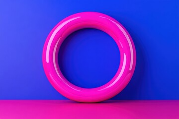 Poster - Vibrant pink circular shape against a bright blue background, perfect for modern design and creative projects.