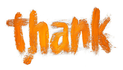 Aufkleber - Orange thank painted with sharp and vibrant strokes on transparency background, conveying gratitude and appreciation with artistic flair