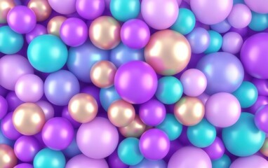 Poster - Colorful spheres in shades of purple, blue, and gold create an enchanting and vibrant abstract background.