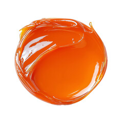 Poster - vibrant coral orange gel with glossy texture is isolated on transparency background, showcasing its smooth and shiny surface
