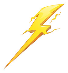 Poster - vibrant yellow lightning bolt arrow with jagged edges is isolated on transparency background, symbolizing energy and speed