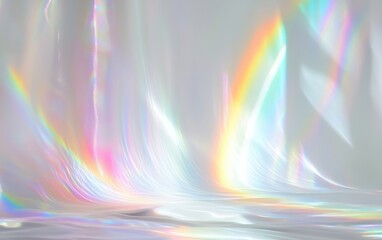 Poster - colorful holographic abstract background with soft gradients and shimmering light reflections.