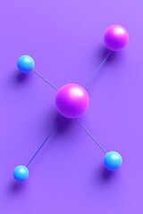 Poster - Colorful molecular structure featuring spheres and connections, set against a vibrant purple background for scientific themes.