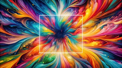 Leinwandbilder - Vibrant Swirls of Color Create a Stunning Abstract Masterpiece with Central Frame