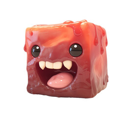 Poster - cute 3D cartoon meatloaf character with happy expression, featuring big eyes and wide smile, isolated on transparency background