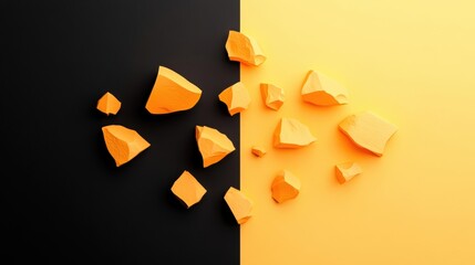 Poster - Abstract rocks on contrasting black and yellow backgrounds, showcasing a modern and vibrant design for creative projects.