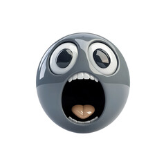 Poster - 3D fearful emoji with transparent gray design, isolated on transparency background, expressing surprise or shock. emoji features wide eyes and open mouth, conveying strong emotional reaction