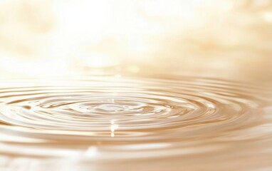Poster - Gentle ripples on the surface of calm water reflecting soft golden light, creating a serene and peaceful atmosphere.