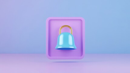 Poster - colorful bell icon in a frame on a soft gradient background, perfect for notifications or alerts.