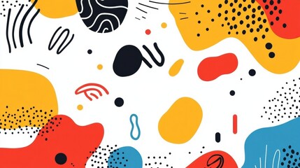 Poster - Colorful abstract shapes and patterns creating a playful and modern design perfect for backgrounds or creative projects.