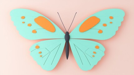 Poster - Colorful butterfly with teal and orange hues, perfect for nature-themed designs and creative projects.