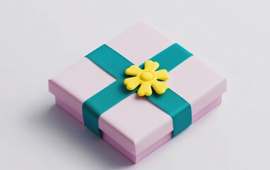 Charming gift adorned with a pastel ribbon and flower decoration, perfect for celebrations and special occasions.