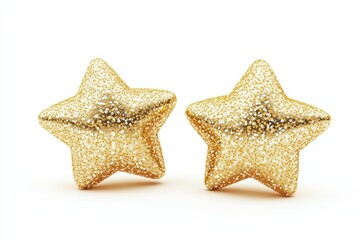 Poster - Shining gold stars embellished with glitter, perfect for festive decorations or crafting inspiration.