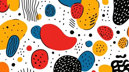 Poster - Abstract shapes in vibrant colors creating a lively, modern pattern ideal for backgrounds and creative projects.