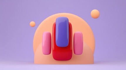 Poster - Vibrant abstract design featuring colorful geometric shapes on a soft purple background, perfect for modern visuals.