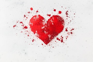 Poster - A minimalist illustration of a red heart with a soft gradient, centered on a clean white background, symbolizing love and simplicity