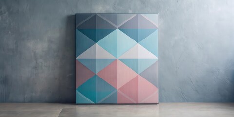 Poster - Abstract Geometric Canvas Art in Pastel Hues Against a Textured Wall