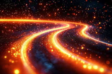 Poster - contemporary gaming digital scenery with glowing lines ideal for background applications
