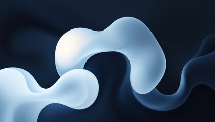 Poster - Abstract flowing blue and white shapes in dynamic motion against a dark background