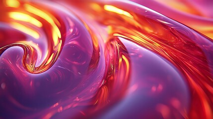 Fototapete - The dynamic 3D shapes, swirling and spiraling in gradients of red and orange, are enhanced by soft background lighting, creating a sense of depth and motion, alive with energy