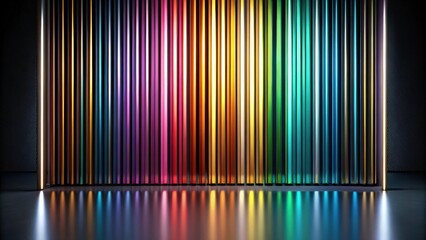 Poster - Abstract Colorful Vertical Stripes Reflecting on Polished Floor