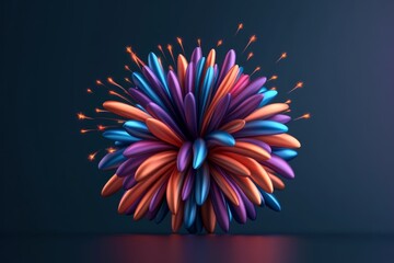 Poster - A vector illustration of a single firework bursting with sharp, clean lines and vivid color gradients